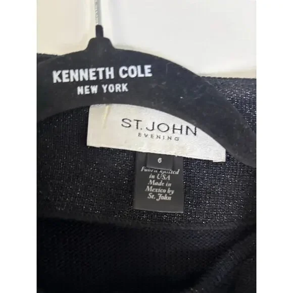 St. John Dress & Jacket Set Sz 6 Black Embellished Knit Evening Outfit - Picture 3 of 16